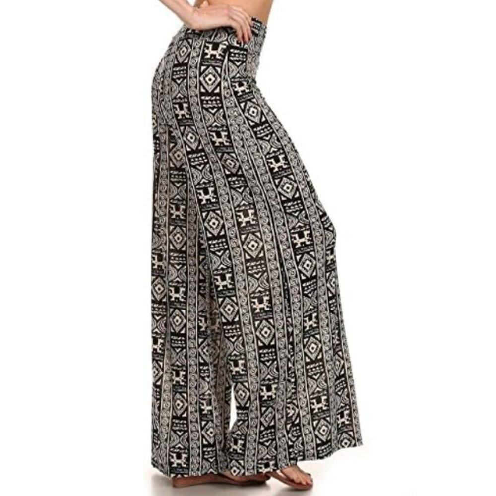 Black and white wide leg
